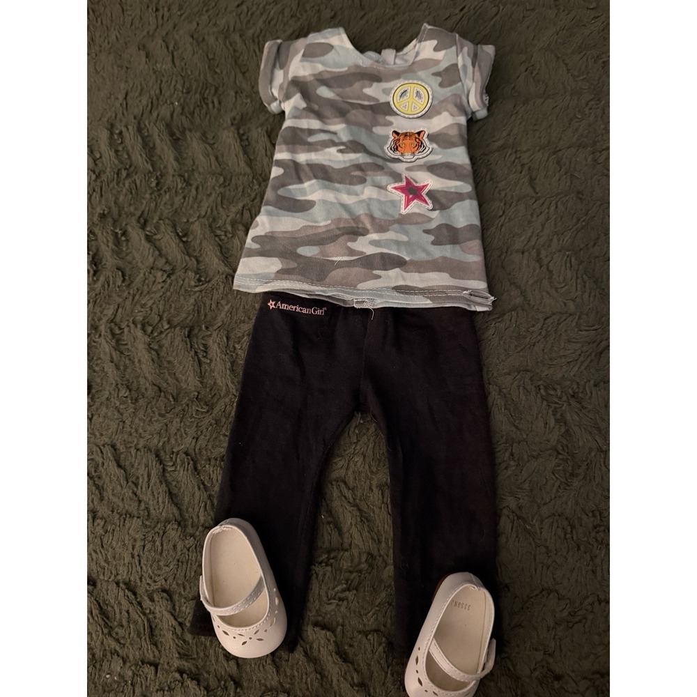 American Girl Complete Mismatch Camo Shirt Outfit‎ With Shoes Fits 18in Doll